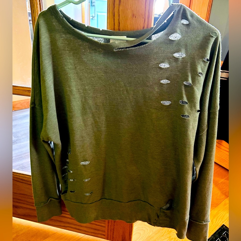 Distressed sweatshirt with rips by Abound